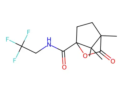 4,7,7-trimethyl-3-oxo-N-(2,2,2-trifluoroethyl)-2-oxabicyclo[2.2.1]heptane-1-carboxamide structure