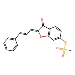 (Z)-3-oxo-2-((E)-3-phenylallylidene)-2,3-dihydrobenzofuran-6-yl methanesulfonate structure