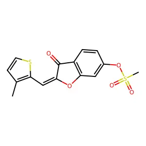 (Z)-2-((3-methylthiophen-2-yl)methylene)-3-oxo-2,3-dihydrobenzofuran-6-yl methanesulfonate structure