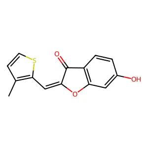 (2Z)-6-hydroxy-2-[(3-methyl-2-thienyl)methylene]-1-benzofuran-3(2H)-one structure