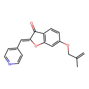 (2Z)-6-[(2-methylprop-2-en-1-yl)oxy]-2-(pyridin-4-ylmethylidene)-1-benzofuran-3(2H)-one structure