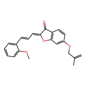 2-[(Z,2E)-3-(2-methoxyphenyl)-2-propenylidene]-6-[(2-methylallyl)oxy]-1-benzofuran-3-one structure