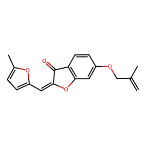 (Z)-6-((2-methylallyl)oxy)-2-((5-methylfuran-2-yl)methylene)benzofuran-3(2H)-one structure