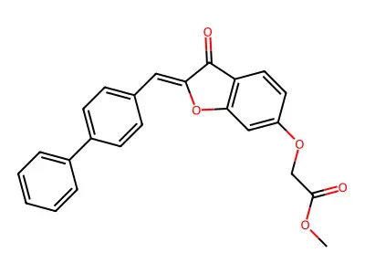 Methyl 2-{3-oxo-2-[(4-phenylphenyl)methylene]benzo[3,4-b]furan-6-yloxy}acetate structure