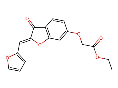 (Z)-ethyl 2-((2-(furan-2-ylmethylene)-3-oxo-2,3-dihydrobenzofuran-6-yl)oxy)acetate structure