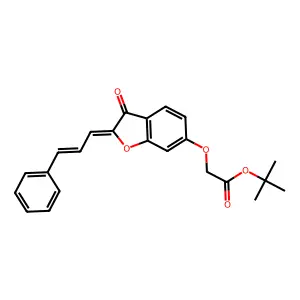 tert-butyl 2-[2-((2E)-3-phenylprop-2-enylidene)-3-oxobenzo[3,4-b]furan-6-yloxy]acetate structure