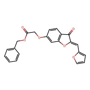 (Z)-benzyl 2-((2-(furan-2-ylmethylene)-3-oxo-2,3-dihydrobenzofuran-6-yl)oxy)acetate structure