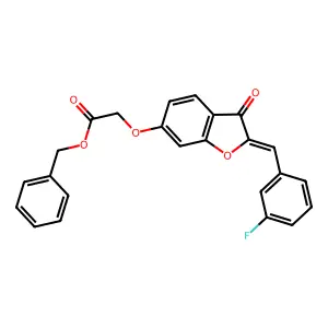benzyl {[(2Z)-2-(3-fluorobenzylidene)-3-oxo-2,3-dihydro-1-benzofuran-6-yl]oxy}acetate structure