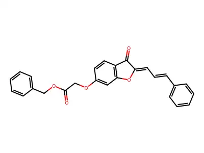benzyl 2-(((Z)-3-oxo-2-((E)-3-phenylallylidene)-2,3-dihydrobenzofuran-6-yl)oxy)acetate structure