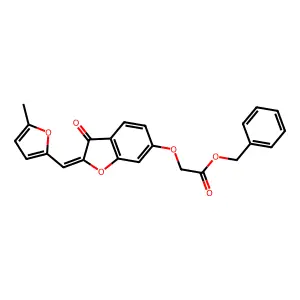 (Z)-benzyl 2-((2-((5-methylfuran-2-yl)methylene)-3-oxo-2,3-dihydrobenzofuran-6-yl)oxy)acetate structure