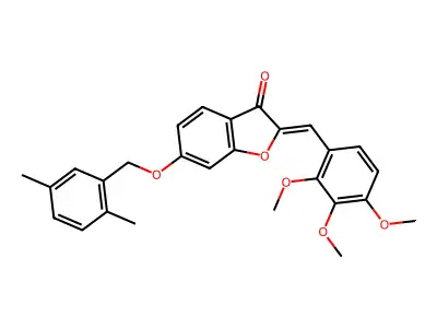 (2Z)-6-[(2,5-dimethylbenzyl)oxy]-2-(2,3,4-trimethoxybenzylidene)-1-benzofuran-3(2H)-one structure