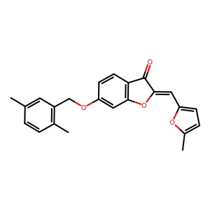 6-[(2,5-dimethylbenzyl)oxy]-2-[(Z)-1-(5-methyl-2-furyl)methylidene]-1-benzofuran-3-one structure