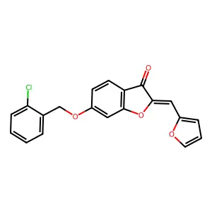 (Z)-6-((2-chlorobenzyl)oxy)-2-(furan-2-ylmethylene)benzofuran-3(2H)-one structure