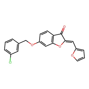 (Z)-6-((3-chlorobenzyl)oxy)-2-(furan-2-ylmethylene)benzofuran-3(2H)-one structure