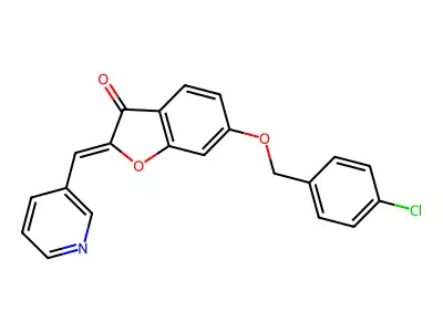 (2Z)-6-[(4-chlorobenzyl)oxy]-2-(pyridin-3-ylmethylidene)-1-benzofuran-3(2H)-one structure