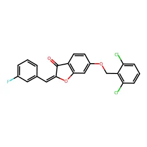 (2Z)-6-[(2,6-dichlorobenzyl)oxy]-2-(3-fluorobenzylidene)-1-benzofuran-3(2H)-one structure