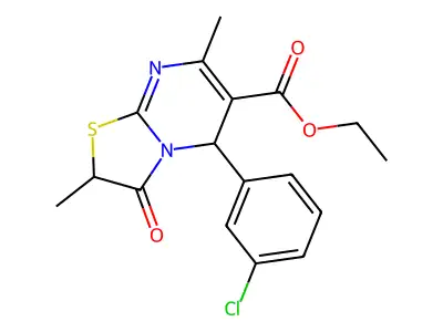 ethyl 5-(3-chlorophenyl)-2,7-dimethyl-3-oxo-2,3-dihydro-5H-[1,3]thiazolo[3,2-a]pyrimidine-6-carboxylate structure