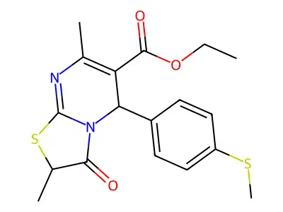 ethyl 2,7-dimethyl-5-(4-methylsulfanylphenyl)-3-oxo-5H-[1,3]thiazolo[3,2-a]pyrimidine-6-carboxylate structure