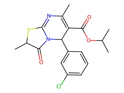 isopropyl 5-(3-chlorophenyl)-2,7-dimethyl-3-oxo-2,3-dihydro-5H-[1,3]thiazolo[3,2-a]pyrimidine-6-carboxylate structure