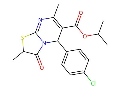 isopropyl 5-(4-chlorophenyl)-2,7-dimethyl-3-oxo-2,3-dihydro-5H-[1,3]thiazolo[3,2-a]pyrimidine-6-carboxylate structure