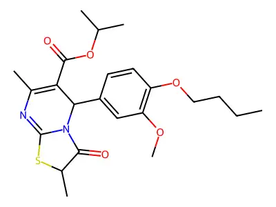 isopropyl 5-(4-butoxy-3-methoxyphenyl)-2,7-dimethyl-3-oxo-2,3-dihydro-5H-[1,3]thiazolo[3,2-a]pyrimidine-6-carboxylate structure