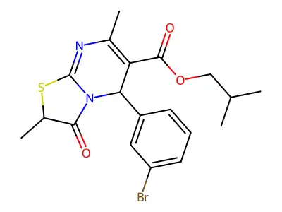 isobutyl 5-(3-bromophenyl)-2,7-dimethyl-3-oxo-2,3-dihydro-5H-[1,3]thiazolo[3,2-a]pyrimidine-6-carboxylate structure