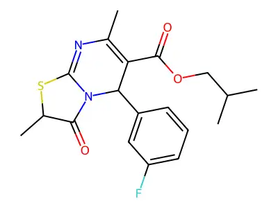 isobutyl 5-(3-fluorophenyl)-2,7-dimethyl-3-oxo-2,3-dihydro-5H-[1,3]thiazolo[3,2-a]pyrimidine-6-carboxylate structure