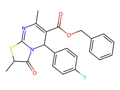 benzyl 5-(4-fluorophenyl)-2,7-dimethyl-3-oxo-2,3-dihydro-5H-[1,3]thiazolo[3,2-a]pyrimidine-6-carboxylate structure
