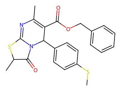 benzyl 2,7-dimethyl-5-[4-(methylsulfanyl)phenyl]-3-oxo-2H,3H,5H-[1,3]thiazolo[3,2-a]pyrimidine-6-carboxylate structure
