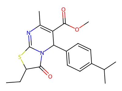 methyl 2-ethyl-5-(4-isopropylphenyl)-7-methyl-3-oxo-2,3-dihydro-5H-[1,3]thiazolo[3,2-a]pyrimidine-6-carboxylate structure