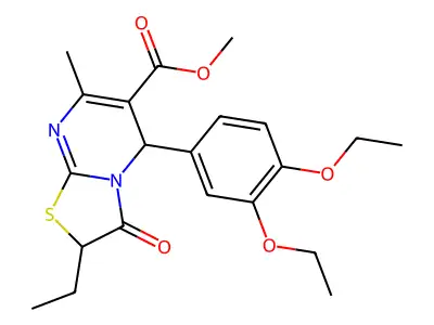 methyl 5-(3,4-diethoxyphenyl)-2-ethyl-7-methyl-3-oxo-2,3-dihydro-5H-[1,3]thiazolo[3,2-a]pyrimidine-6-carboxylate structure