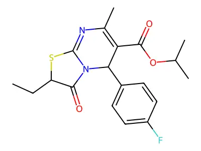 isopropyl 2-ethyl-5-(4-fluorophenyl)-7-methyl-3-oxo-2,3-dihydro-5H-[1,3]thiazolo[3,2-a]pyrimidine-6-carboxylate structure