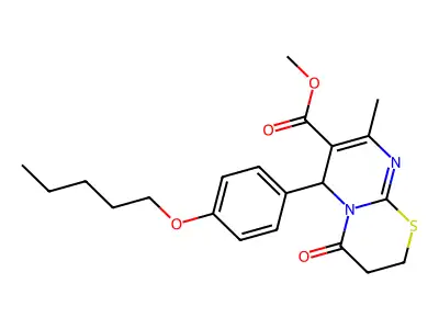 methyl 8-methyl-4-oxo-6-[4-(pentyloxy)phenyl]-3,4-dihydro-2H,6H-pyrimido[2,1-b][1,3]thiazine-7-carboxylate structure