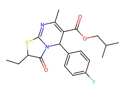 isobutyl 2-ethyl-5-(4-fluorophenyl)-7-methyl-3-oxo-2,3-dihydro-5H-[1,3]thiazolo[3,2-a]pyrimidine-6-carboxylate structure
