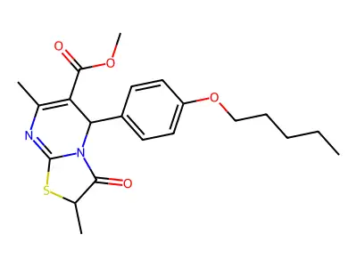methyl 2,7-dimethyl-3-oxo-5-[4-(pentyloxy)phenyl]-2,3-dihydro-5H-[1,3]thiazolo[3,2-a]pyrimidine-6-carboxylate structure
