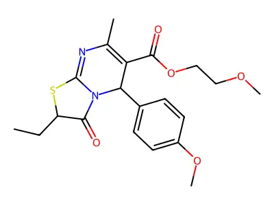2-methoxyethyl 2-ethyl-5-(4-methoxyphenyl)-7-methyl-3-oxo-2,3-dihydro-5H-[1,3]thiazolo[3,2-a]pyrimidine-6-carboxylate structure
