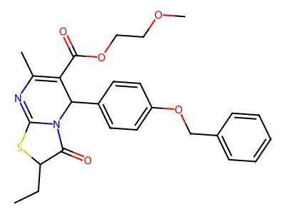 2-methoxyethyl 5-[4-(benzyloxy)phenyl]-2-ethyl-7-methyl-3-oxo-2,3-dihydro-5H-[1,3]thiazolo[3,2-a]pyrimidine-6-carboxylate structure