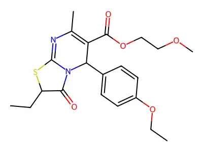 2-methoxyethyl 5-(4-ethoxyphenyl)-2-ethyl-7-methyl-3-oxo-2,3-dihydro-5H-[1,3]thiazolo[3,2-a]pyrimidine-6-carboxylate structure