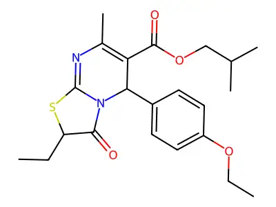 isobutyl 5-(4-ethoxyphenyl)-2-ethyl-7-methyl-3-oxo-2,3-dihydro-5H-[1,3]thiazolo[3,2-a]pyrimidine-6-carboxylate structure