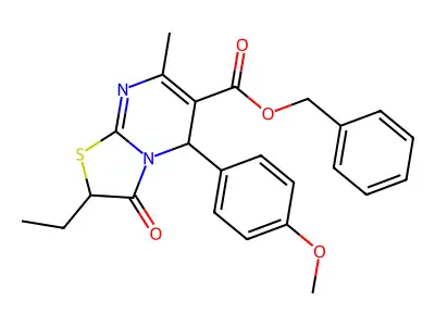 benzyl 2-ethyl-5-(4-methoxyphenyl)-7-methyl-3-oxo-2,3-dihydro-5H-[1,3]thiazolo[3,2-a]pyrimidine-6-carboxylate structure