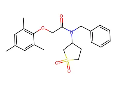 N-benzyl-N-(1,1-dioxothiolan-3-yl)-2-(2,4,6-trimethylphenoxy)acetamide structure