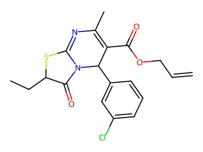 allyl 5-(3-chlorophenyl)-2-ethyl-7-methyl-3-oxo-2,3-dihydro-5H-[1,3]thiazolo[3,2-a]pyrimidine-6-carboxylate structure