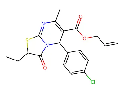 allyl 5-(4-chlorophenyl)-2-ethyl-7-methyl-3-oxo-2,3-dihydro-5H-[1,3]thiazolo[3,2-a]pyrimidine-6-carboxylate structure
