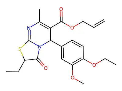 allyl 5-(4-ethoxy-3-methoxyphenyl)-2-ethyl-7-methyl-3-oxo-2,3-dihydro-5H-[1,3]thiazolo[3,2-a]pyrimidine-6-carboxylate structure