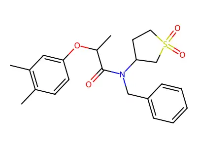 N-benzyl-2-(3,4-dimethylphenoxy)-N-(1,1-dioxidotetrahydrothiophen-3-yl)propanamide structure
