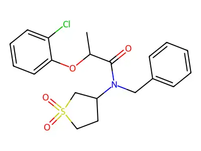N-benzyl-2-(2-chlorophenoxy)-N-(1,1-dioxidotetrahydrothiophen-3-yl)propanamide structure