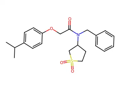N-benzyl-N-(1,1-dioxidotetrahydrothiophen-3-yl)-2-[4-(propan-2-yl)phenoxy]acetamide structure