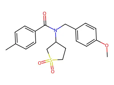 N-(1,1-dioxothiolan-3-yl)-N-[(4-methoxyphenyl)methyl]-4-methylbenzamide structure