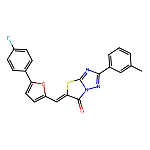 (5Z)-5-{[5-(4-fluorophenyl)furan-2-yl]methylidene}-2-(3-methylphenyl)[1,3]thiazolo[3,2-b][1,2,4]triazol-6(5H)-one structure