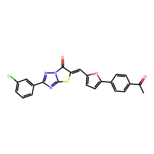 (5Z)-5-{[5-(4-acetylphenyl)furan-2-yl]methylidene}-2-(3-chlorophenyl)[1,3]thiazolo[3,2-b][1,2,4]triazol-6(5H)-one structure